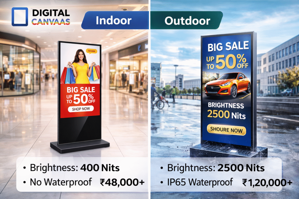 Indoor vs outdoor digital displays